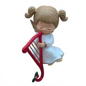 Angel Stocking Hanger Vintage Russ Angel Pigtails & Harp Mid Century Christmas